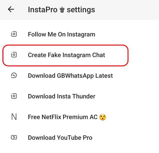 Crear chat de Instagram falso