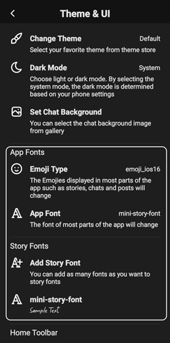 iOS-Schriftarten für Instagram