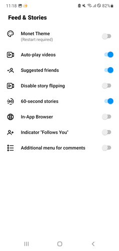 Feed and stories settings